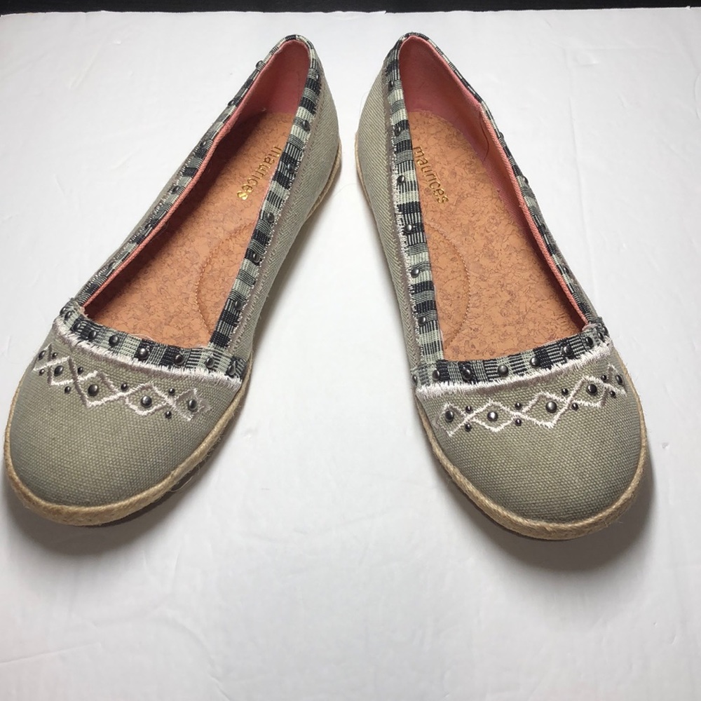 Maurices light green flats size 10